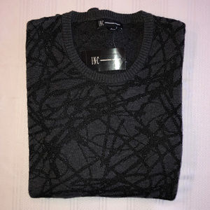 NWT INC Grey and Black Metallic Splatter Sweater